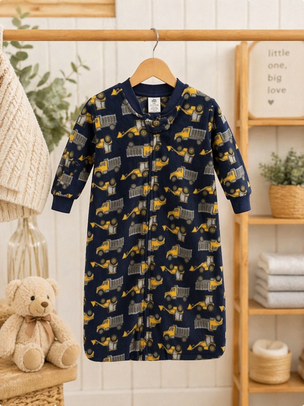 Hudson Baby Fleece Sleep Sack 0-6M NWOT Construction Print